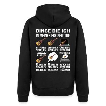 Gitarre Musiker Dinge in meiner Freizeit lustig - Unisex Premium Bio Zip Hoodie - Schwarz - Hinten - Nico (187cm)
