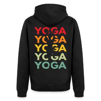 Retro yoga vintage gift for yogis - Unisex Premium Organic Zip Hoodie - black - Back - Nico (187cm)