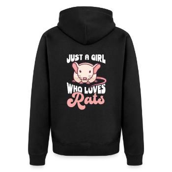 Rat girl Just a girl who loves rats house rat - Unisex Premium Organic Zip Hoodie - black - Back - Nico (187cm)