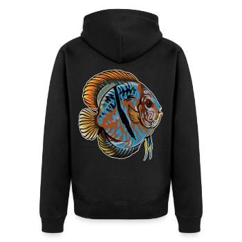 Diskusfisch Diskus Aquarianer Geschenk Aquarium - Unisex Premium Bio Zip Hoodie - Schwarz - Hinten - Nico (187cm)