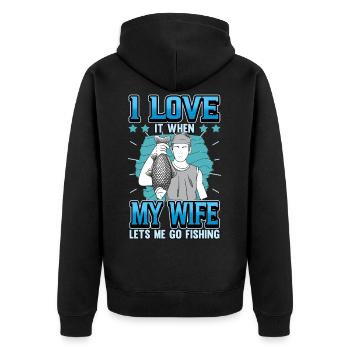 Angler Saint Valentin drôle disant cadeau femme - Veste à capuche bio Premium Unisexe - noir - Dos - Nico (187cm)