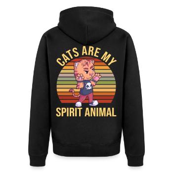 Cats Are My Spirit Animal Heavy Metal Katze - Unisex Premium Bio Zip Hoodie - Schwarz - Hinten - Nico (187cm)