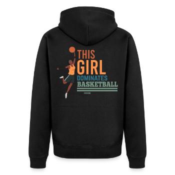 This Girl Dominates Basketball - Unisex Premium Organic Zip Hoodie - black - Back - Nico (187cm)