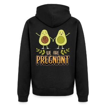 Schwangerschaft Wir sind Schwanger Avocado Baby - Unisex Premium Bio Zip Hoodie - Schwarz - Hinten - Nico (187cm)