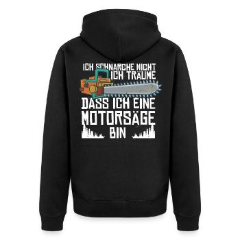 Kettensäge - Unisex Premium Bio Zip Hoodie - Schwarz - Hinten - Nico (187cm)