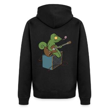 Caméléon guitare musique reptile lézard - Veste à capuche bio Premium Unisexe - noir - Dos - Nico (187cm)