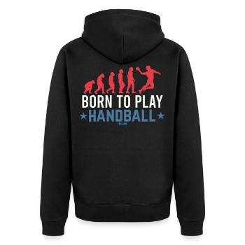 Né pour jouer au handball - Veste à capuche bio Premium Unisexe - noir - Dos - Nico (187cm)