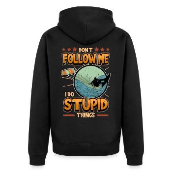 Wakeboard kite surf disant drôle de cadeau - Veste à capuche bio Premium Unisexe - noir - Dos - Nico (187cm)
