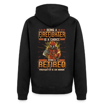 Fire Department Retirement Pension Gift - Unisex Premium Organic Zip Hoodie - black - Back - Nico (187cm)