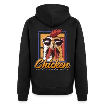 Hahn Hühner Henne Ei Hahn Sagen Geschenk - Unisex Premium Bio Zip Hoodie - Schwarz - Hinten - Nico (187cm)