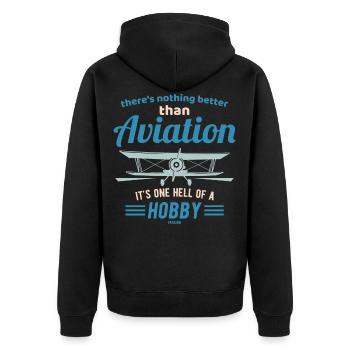 Aviation Hobby Aviation Airplane - Unisex Premium Organic Zip Hoodie - black - Back - Nico (187cm)