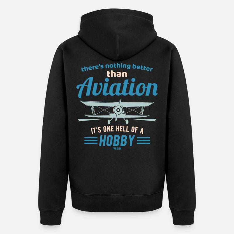Aviation Hobby Luftfahrt Flugzeug - Unisex Premium Bio Zip Hoodie - Schwarz