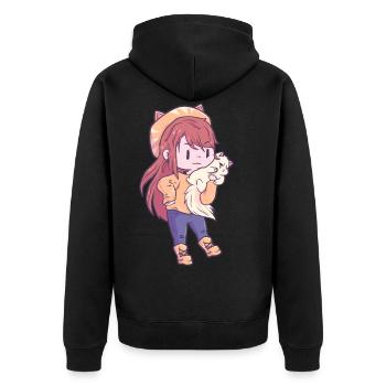 Amant de chat fille - Veste à capuche bio Premium Unisexe - noir - Dos - Nico (187cm)