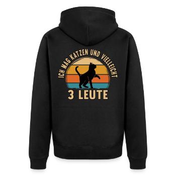Katze Kätzchen Lustige Sprüche Haustier Geschenk - Unisex Premium Bio Zip Hoodie - Schwarz - Hinten - Nico (187cm)