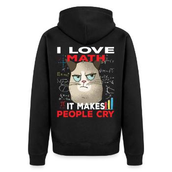 Cat Funny Math Gift I Love Math - Unisex Premium Organic Zip Hoodie - black - Back - Nico (187cm)