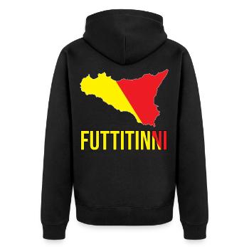 FUTTITINNI Sicilia Sicily Italy Italian Regalo Mag - Unisex Premium Bio Zip Hoodie - Schwarz - Hinten - Nico (187cm)