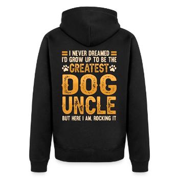 Chien oncle papa père drôle disant cadeau - Veste à capuche bio Premium Unisexe - noir - Dos - Nico (187cm)