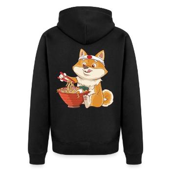 Ramen Shiba Inu Japon chien de soupe de nouilles cadeau - Veste à capuche bio Premium Unisexe - noir - Dos - Nico (187cm)
