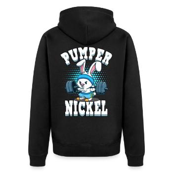 Fitness bodybuilding pumpernickel gift - Unisex Premium Organic Zip Hoodie - black - Back - Nico (187cm)