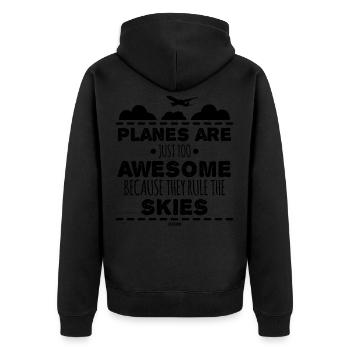 J'aime les avions - Veste à capuche bio Premium Unisexe - noir - Dos - Nico (187cm)