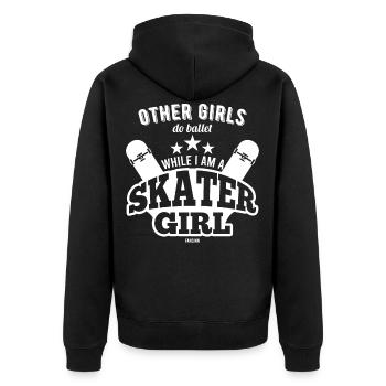 Fille patineuse fête des mères sport - Veste à capuche bio Premium Unisexe - noir - Dos - Nico (187cm)