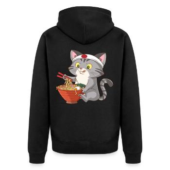 Soupe japonaise aux nouilles ramen au chat - Veste à capuche bio Premium Unisexe - noir - Dos - Nico (187cm)