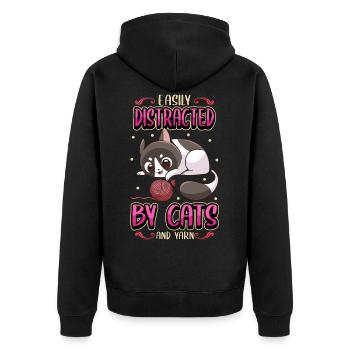Cat Kitten Funny Sayings Pet Gift - Unisex Premium Organic Zip Hoodie - black - Back - Nico (187cm)