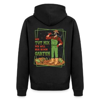 Garten Gärtnerin Gartenarbei Pflanzen Geschenk - Unisex Premium Bio Zip Hoodie - Schwarz - Hinten - Nico (187cm)