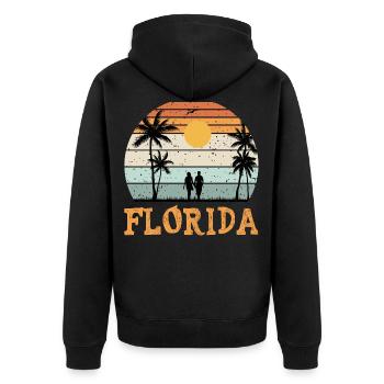 Florida Miami USA Amerika Sommer Sonne Strand - Unisex Premium Bio Zip Hoodie - Schwarz - Hinten - Nico (187cm)