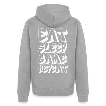 Eat Sleep Game Répéter - Veste à capuche bio Premium Unisexe - gris chiné - Dos - Nico (187cm)