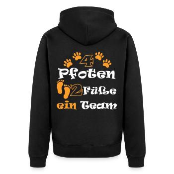 4 Pfoten 2 Füße Ein Team Hundeliebhaber Hundehalt - Unisex Premium Bio Zip Hoodie - Schwarz - Hinten - Nico (187cm)
