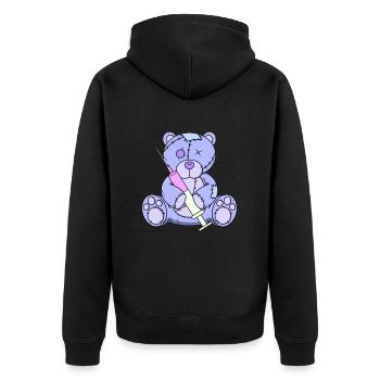 Pastel Goth Teddybär japanisch Anime Menhera - Unisex Premium Bio Zip Hoodie - Schwarz - Hinten - Nico (187cm)