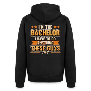 Junggesellenabschied Bräutigam Braut Junggeselle - Unisex Premium Bio Zip Hoodie - Schwarz - Hinten - Nico (187cm)