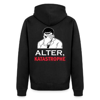 Alter Katastrophe Einmal mit Profis Arbeiten Retro - Unisex Premium Bio Zip Hoodie - Schwarz - Hinten - Nico (187cm)
