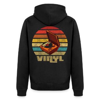 Vinyl Vintage Retro Musik Box Schallplatte Platte - Unisex Premium Bio Zip Hoodie - Schwarz - Hinten - Nico (187cm)