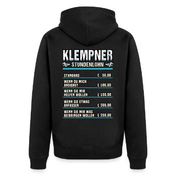 Klempner Handwerker Installateur Spruch Geschenk - Unisex Premium Bio Zip Hoodie - Schwarz - Hinten - Nico (187cm)