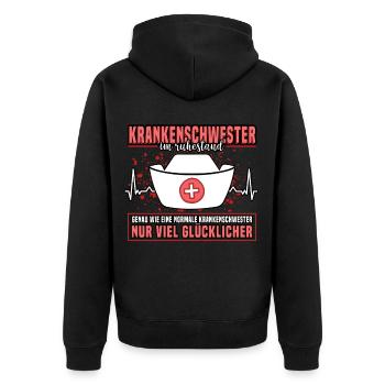 Krankenschwester Rente Ruhestand Lustig Geschenk - Unisex Premium Bio Zip Hoodie - Schwarz - Hinten - Nico (187cm)