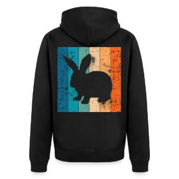Rabbit Easter Retro Gift - Unisex Premium Organic Zip Hoodie - black - Back - Nico (187cm)