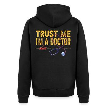 Doctor General Practitioner Funny Gift - Unisex Premium Organic Zip Hoodie - black - Back - Nico (187cm)