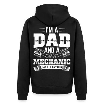 Papa Mécanicien - Technicien en mécatronique mécanique automobile - Veste à capuche bio Premium Unisexe - noir - Dos - Nico (187cm)