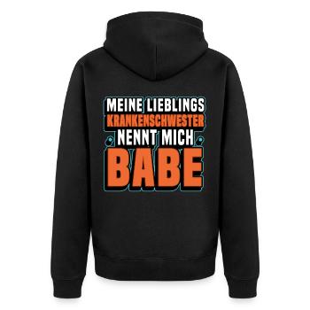 Krankenschwester Krankenhaus Pflegekraft Geschenk - Unisex Premium Bio Zip Hoodie - Schwarz - Hinten - Nico (187cm)