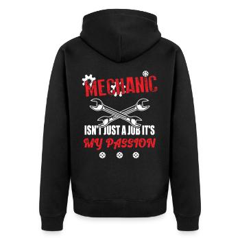 Mechanic Passion - Mécanicien automobile mécatronique - Veste à capuche bio Premium Unisexe - noir - Dos - Nico (187cm)