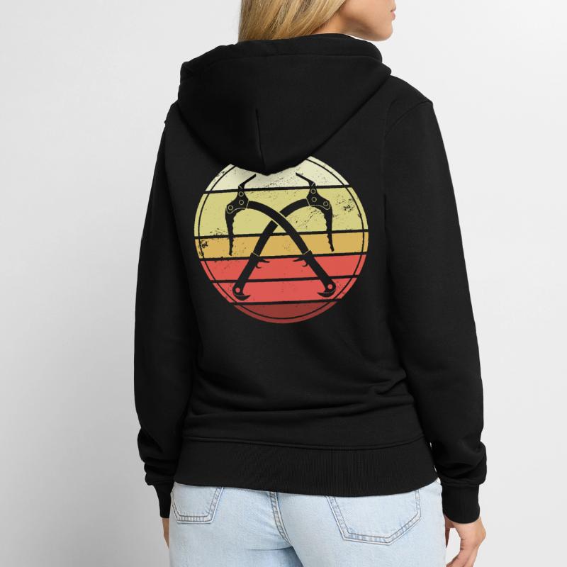 Eisklettern Retro Eispickel Eiskletterer Unisex Premium Bio Zip Hoodie