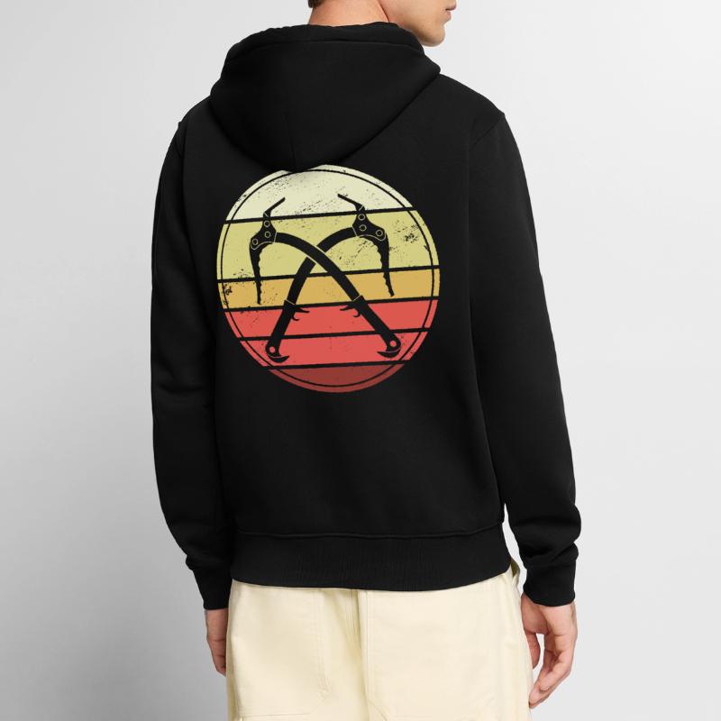 Eisklettern Retro Eispickel Eiskletterer Unisex Premium Bio Zip Hoodie