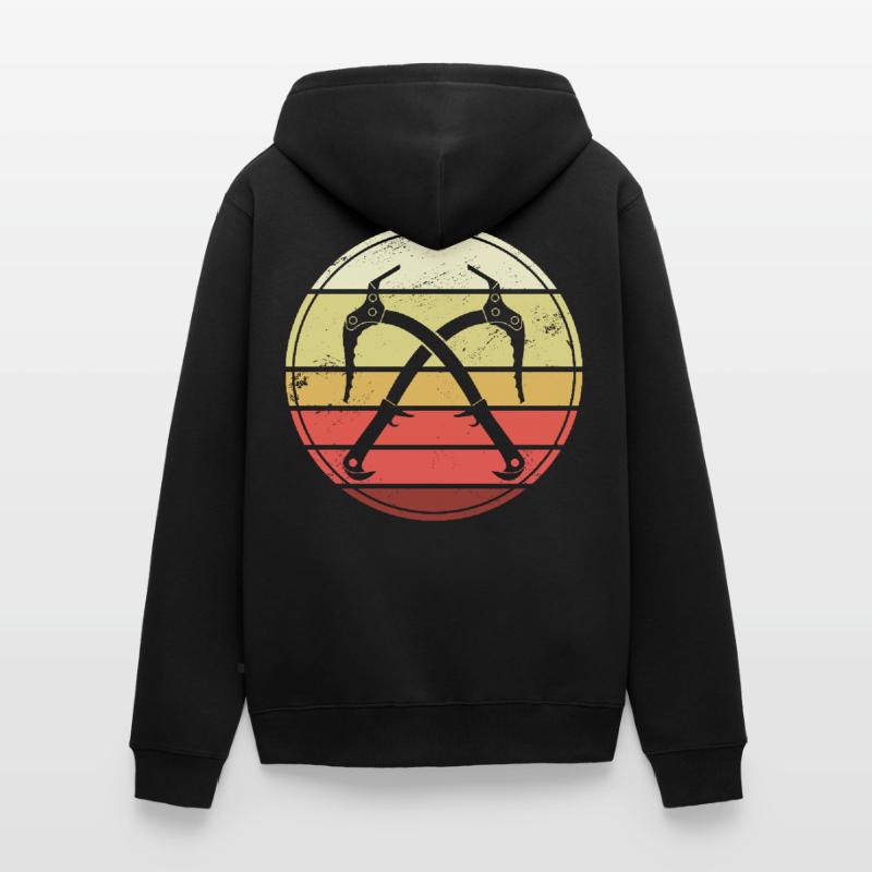 Eisklettern Retro Eispickel Eiskletterer Unisex Premium Bio Zip Hoodie