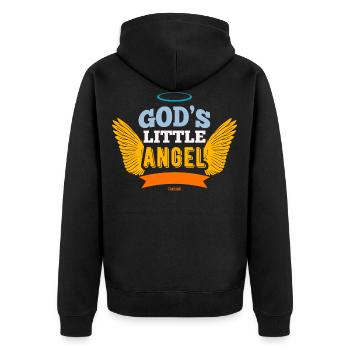 kleiner Engel Gott Kirche Jesus Christus - Unisex Premium Bio Zip Hoodie - Schwarz - Hinten - Nico (187cm)