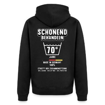 70. Geburtstag Waschen Lustig Spruch Geschenk - Unisex Premium Bio Zip Hoodie - Schwarz - Hinten - Nico (187cm)
