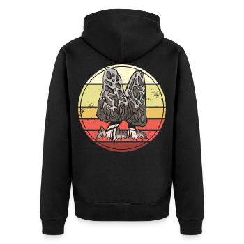 Pilzsammler Pilz Pilze - Unisex Premium Bio Zip Hoodie - Schwarz - Hinten - Nico (187cm)