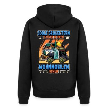 Camping Großeltern Oma Opa Wohnwagen Geschenk - Unisex Premium Bio Zip Hoodie - Schwarz - Hinten - Nico (187cm)