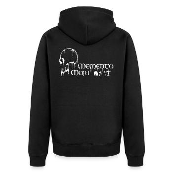 Latin - Memento Mori - Unisex Premium Organic Zip Hoodie - black - Back - Nico (187cm)